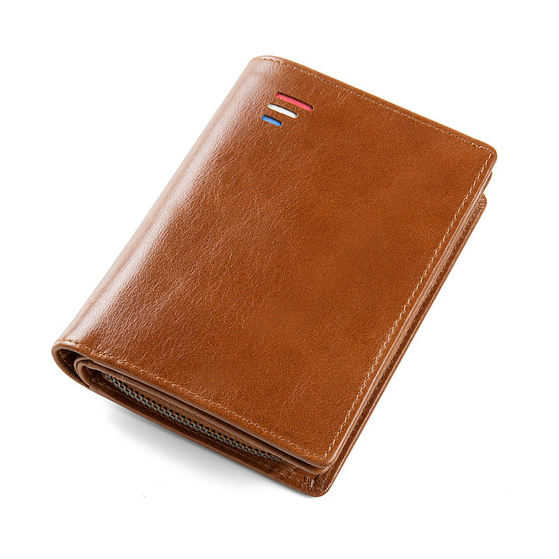 Short First Layer Cowhide Large Capacity Men's Wallets