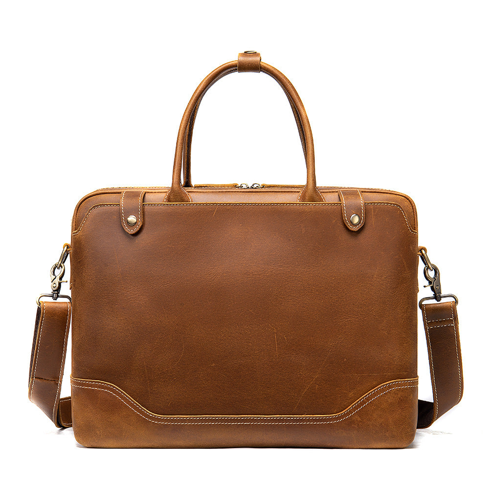 Men's Crazy Horse Leather Vintage Business Commuter Bags