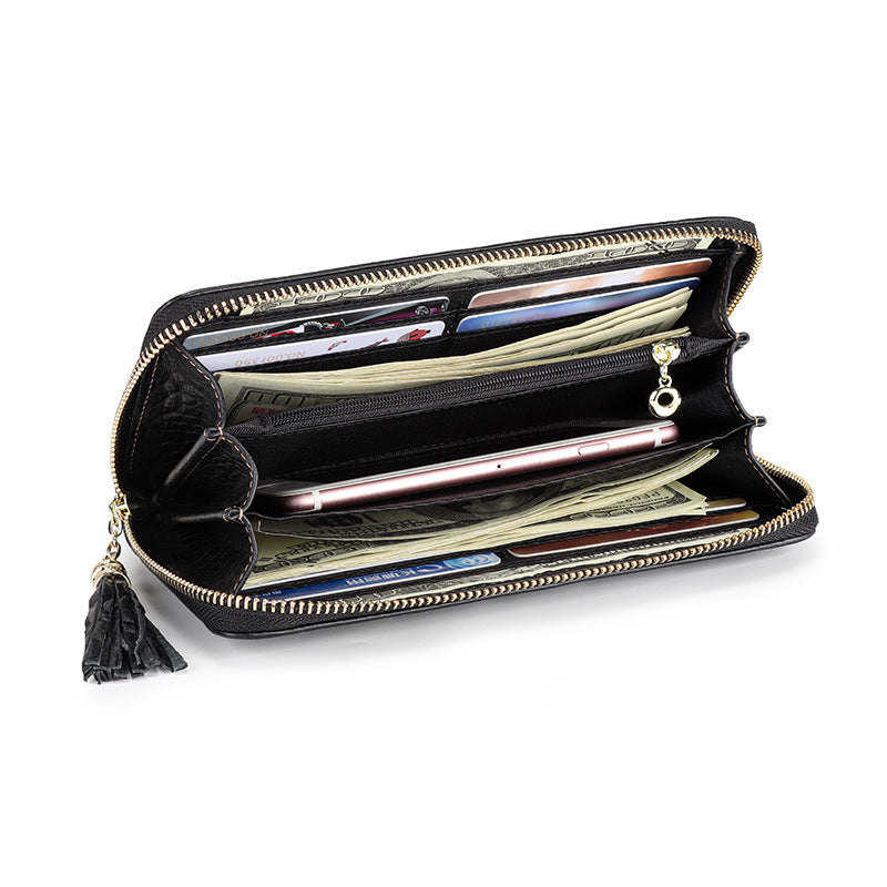 Women's Genuine Leather First Layer Cowhide Clutch Diamond Ladies Wallets