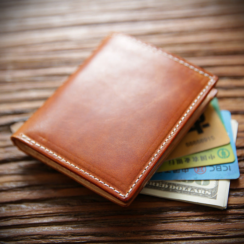 Men's Retro Short First Layer Cowhide Simple Men's Wallets