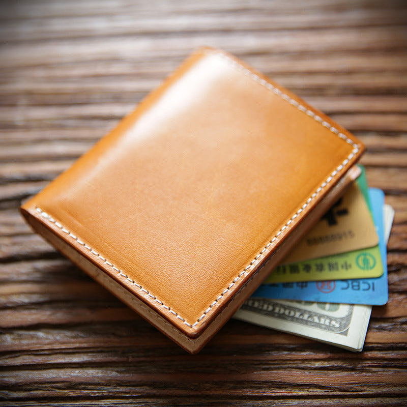 Men's Retro Short First Layer Cowhide Simple Men's Wallets