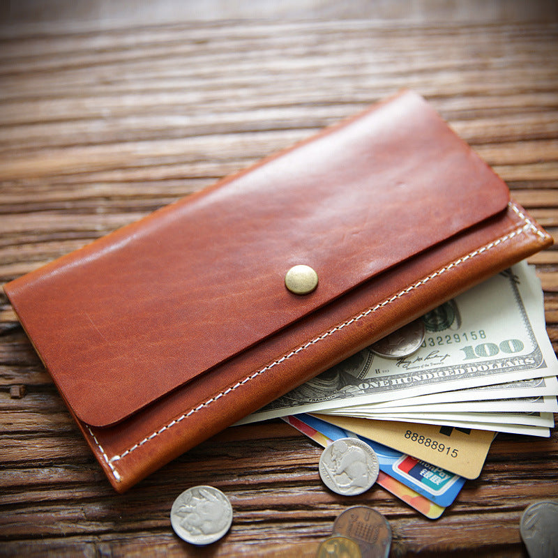 Men's Tanned Leather Long Genuine Simple First Men's Wallets