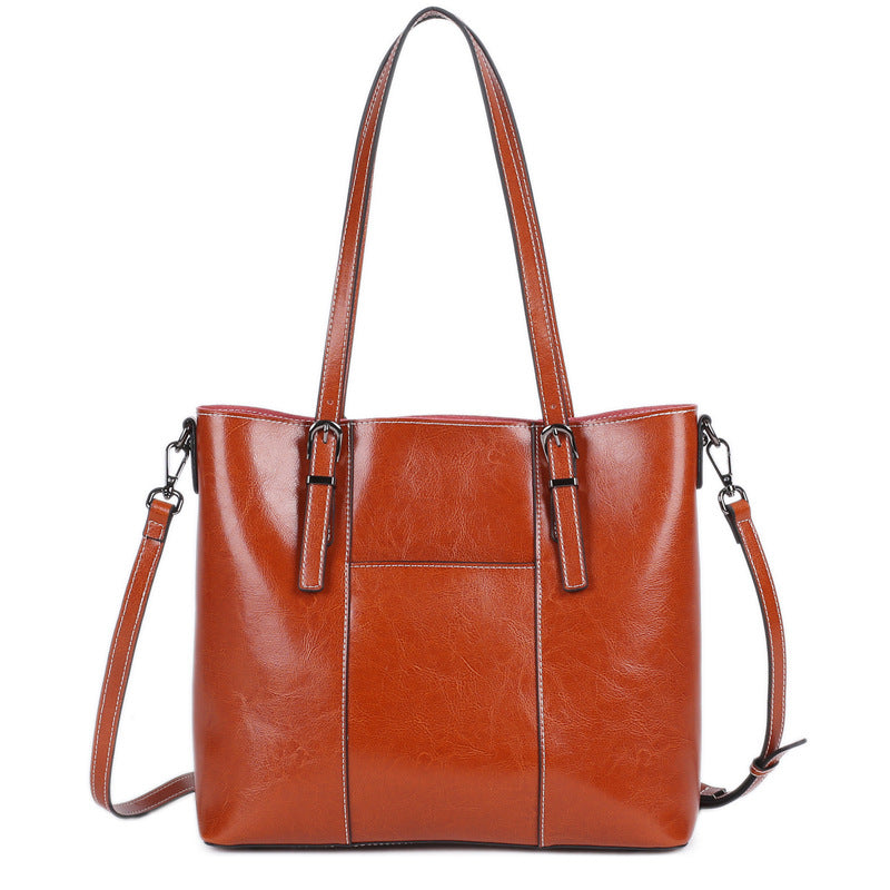 Women's Personalized High-grade Genuine Leather Large Capacity Shoulder Bags