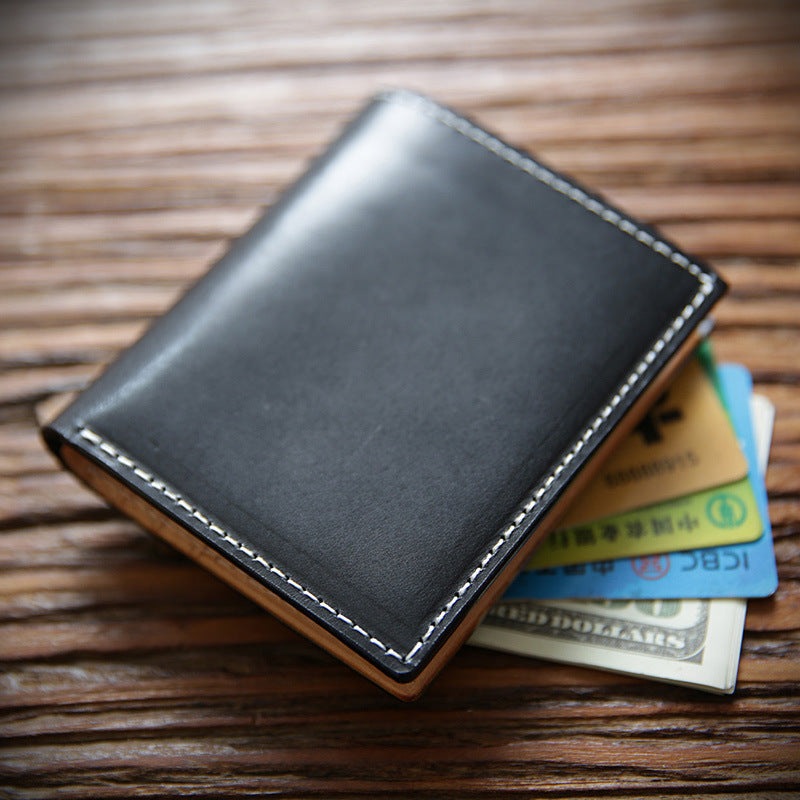 Men's Retro Short First Layer Cowhide Simple Men's Wallets