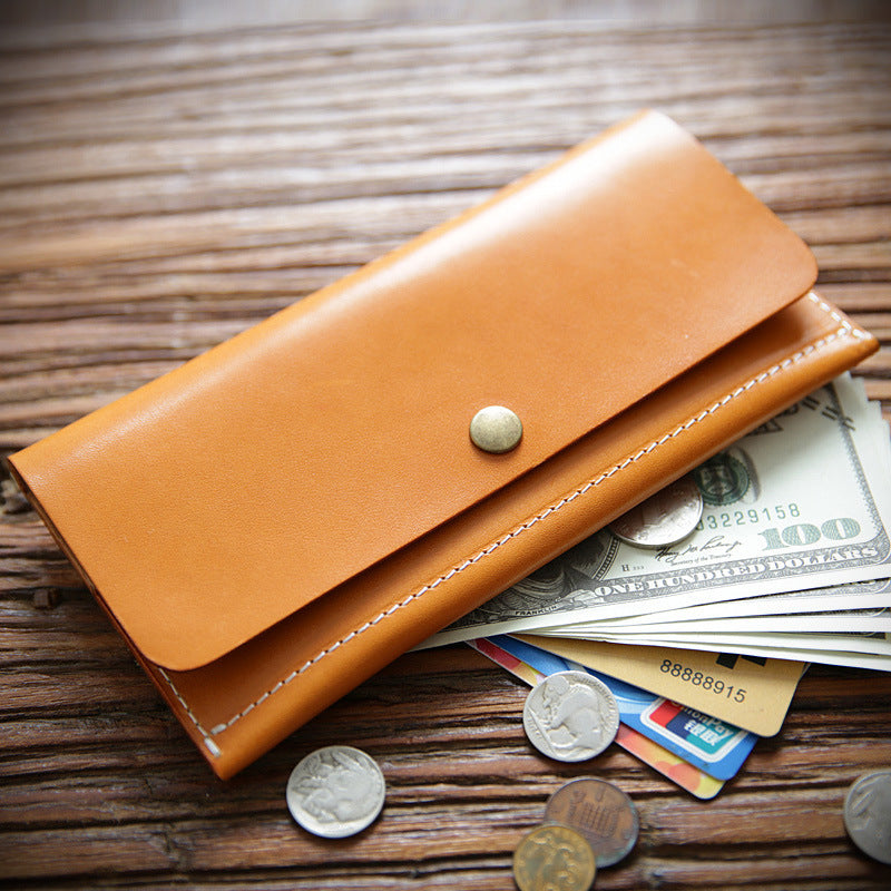 Men's Tanned Leather Long Genuine Simple First Men's Wallets