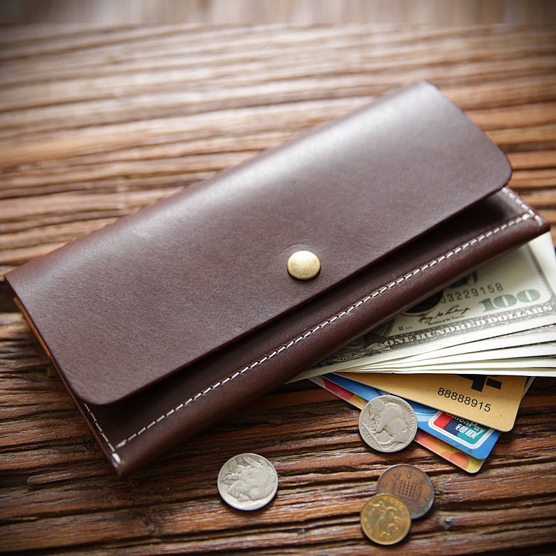 Men's Tanned Leather Long Genuine Simple First Men's Wallets