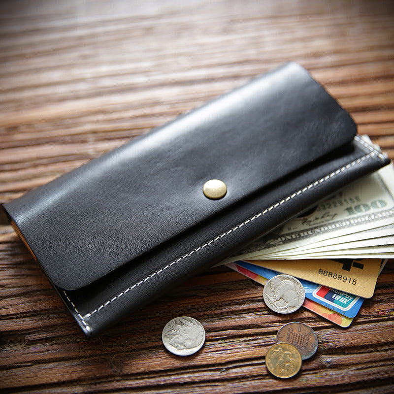 Men's Tanned Leather Long Genuine Simple First Men's Wallets