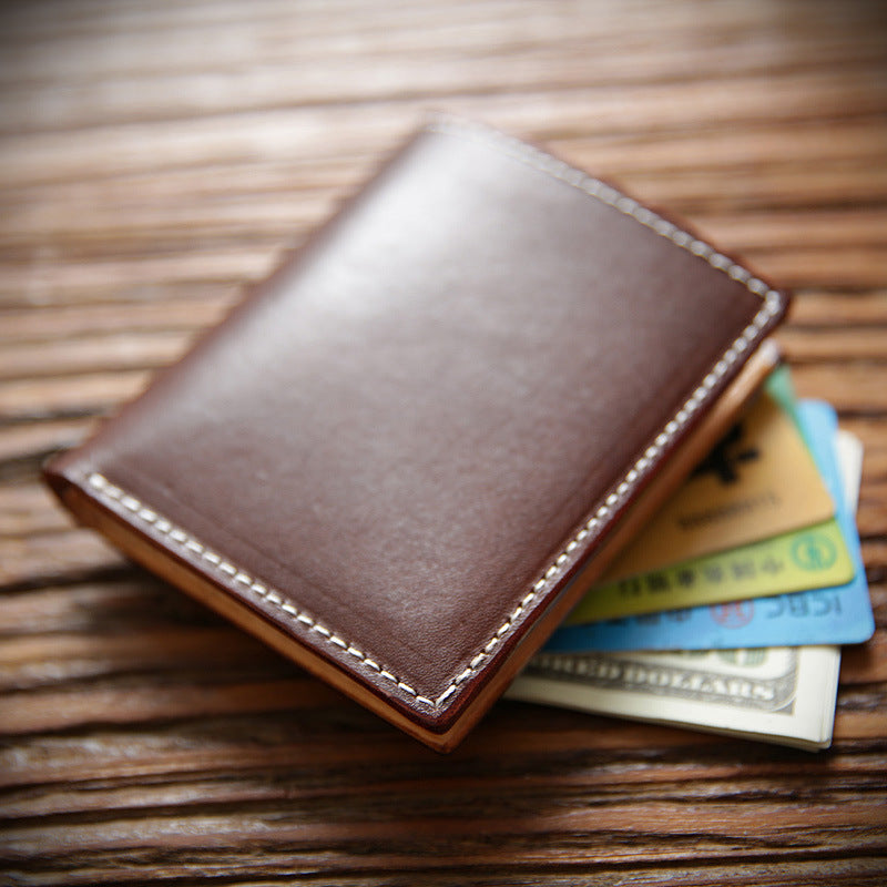 Men's Retro Short First Layer Cowhide Simple Men's Wallets