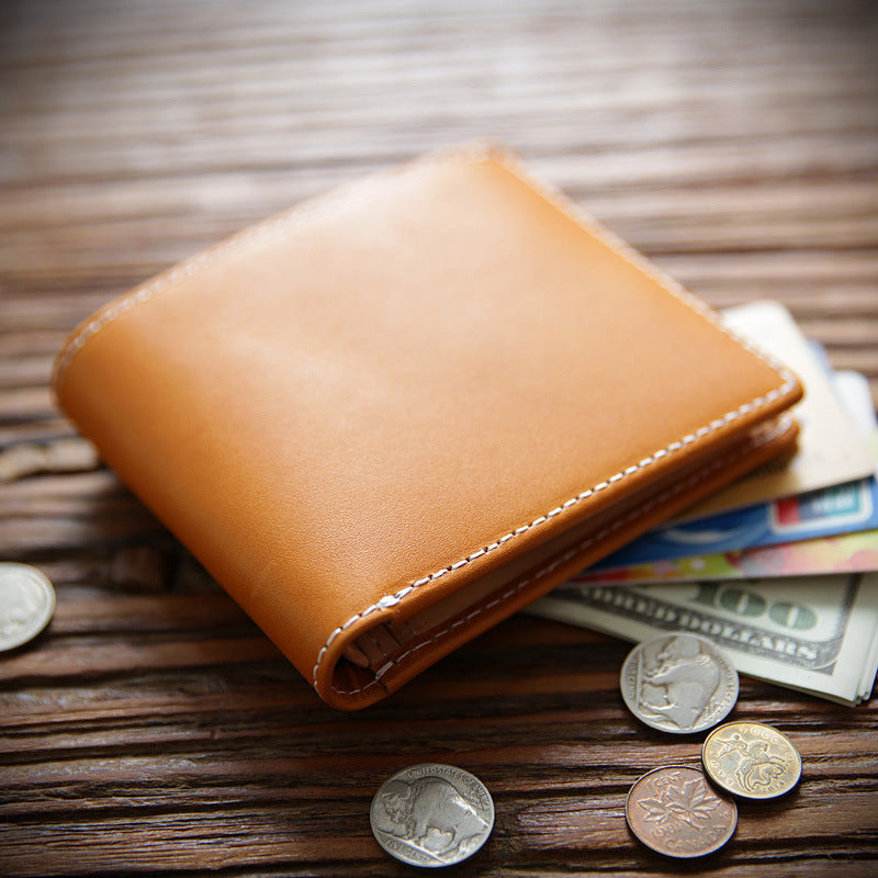 Men's Handmade Retro Short Genuine Leather Simple First Layer Men's Wallets