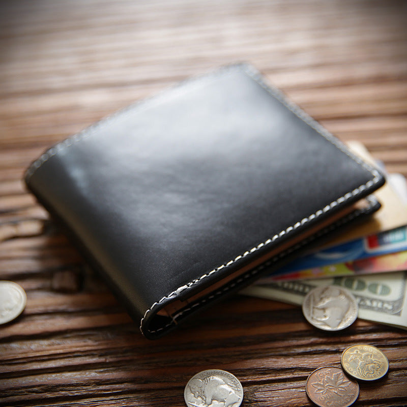 Men's Handmade Retro Short Genuine Leather Simple First Layer Men's Wallets