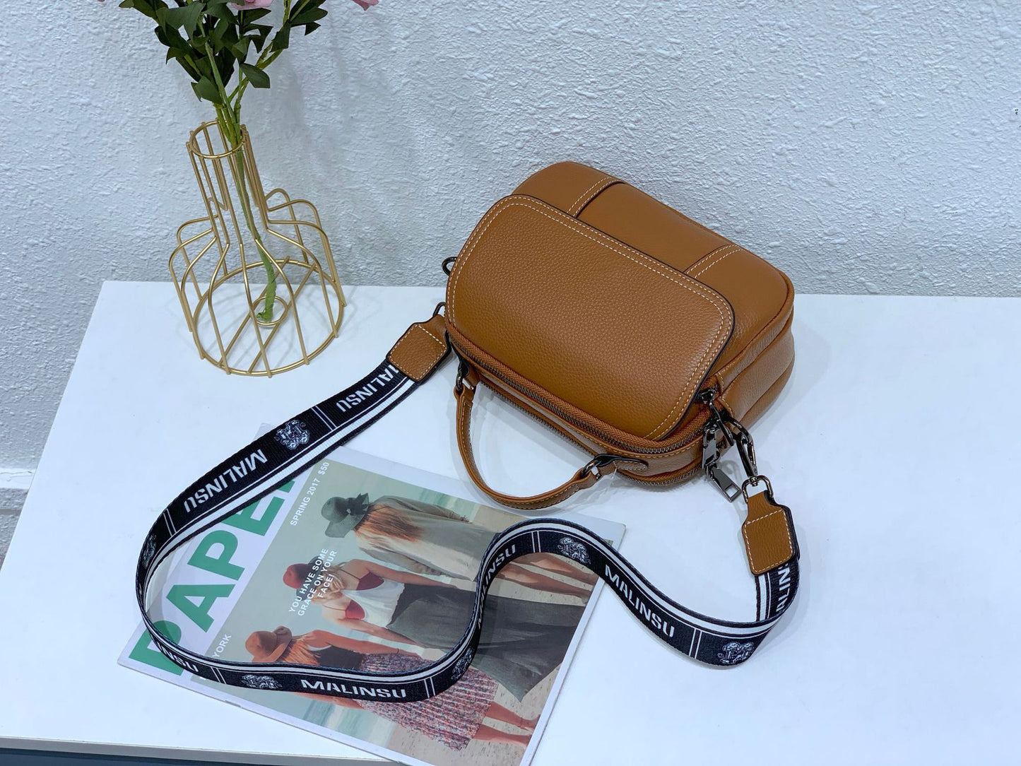Women's First Layer Cowhide Portable Genuine Leather Bags