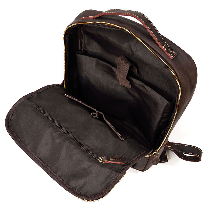 Men's Retro Genuine Leather Crazy Horse Computer Backpacks