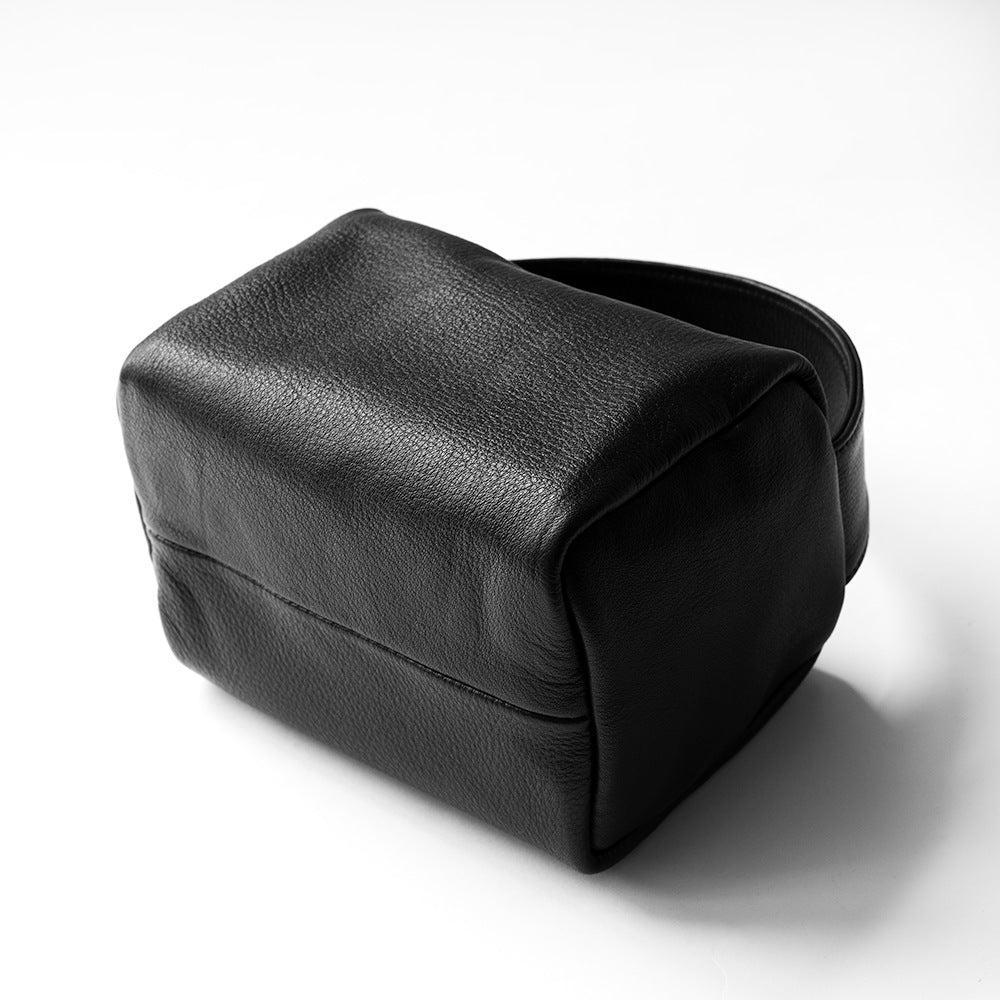 Women's Leather Pillow Black Big Lunch Box Handbags