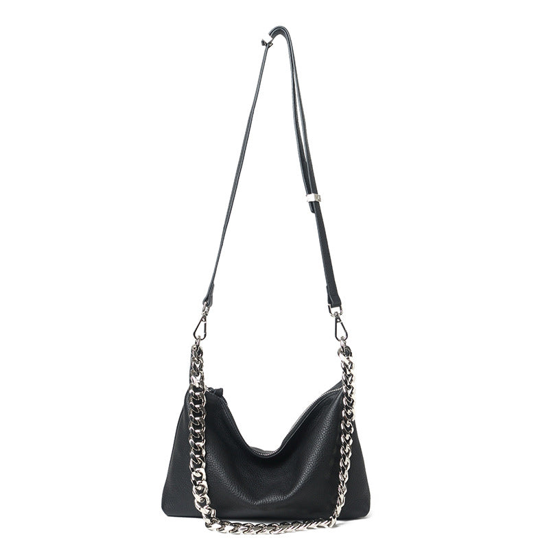 Women's Korean First Layer Cowhide Thick Chain Shoulder Bags