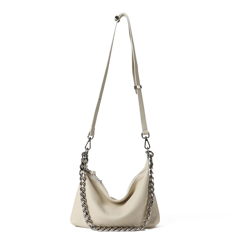 Women's Korean First Layer Cowhide Thick Chain Shoulder Bags