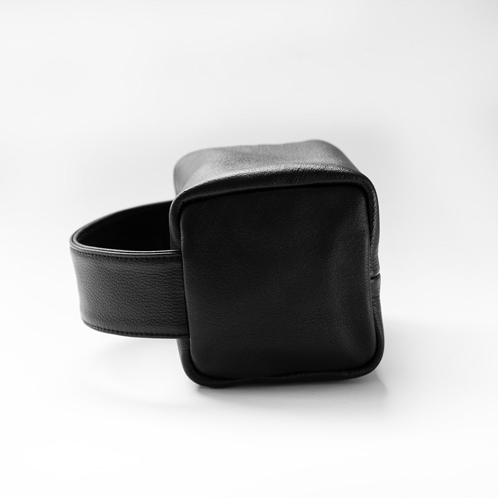 Women's Leather Pillow Black Big Lunch Box Handbags