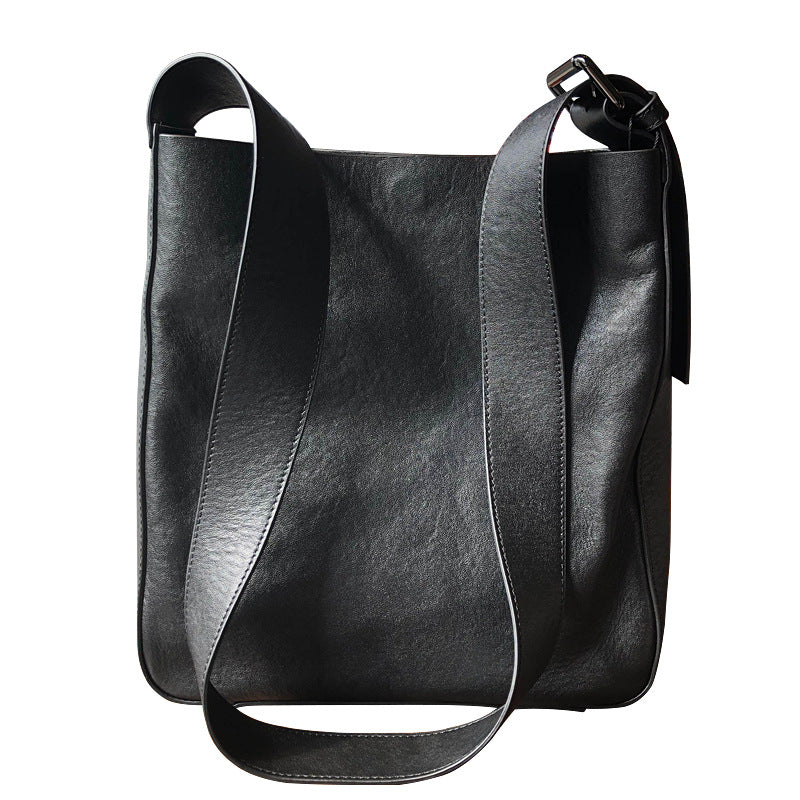 Leather Wide Strap First Layer Cowhide Retro Shoulder Bags