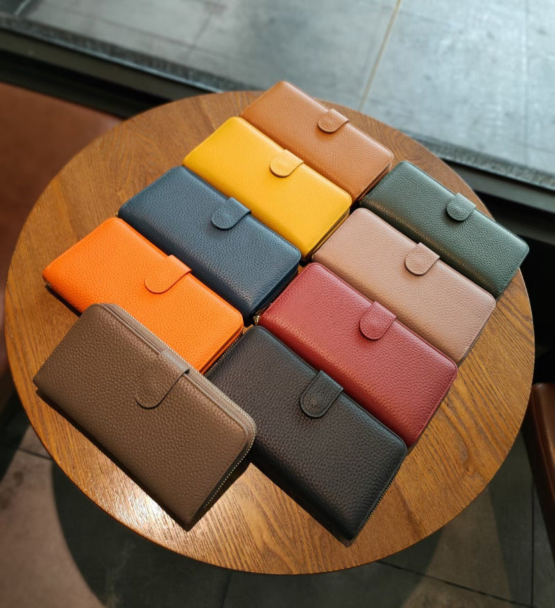 Women's Long Clutch Genuine Leather Fashionable Simple Two-fold Ladies Wallets