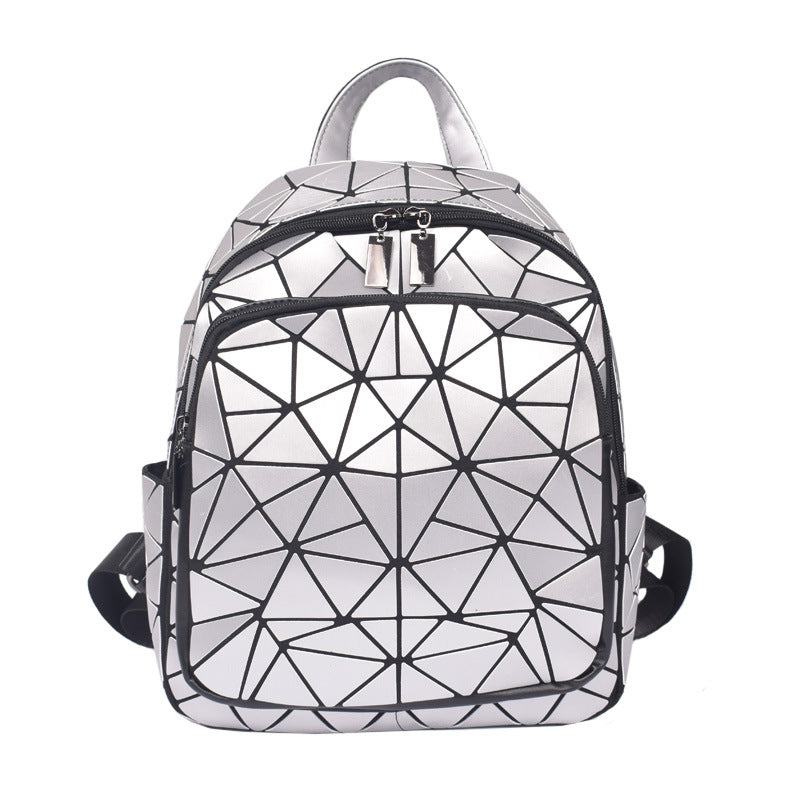 Women's Luminous Geometric Rhombus Zipper Trendy Matching Backpacks