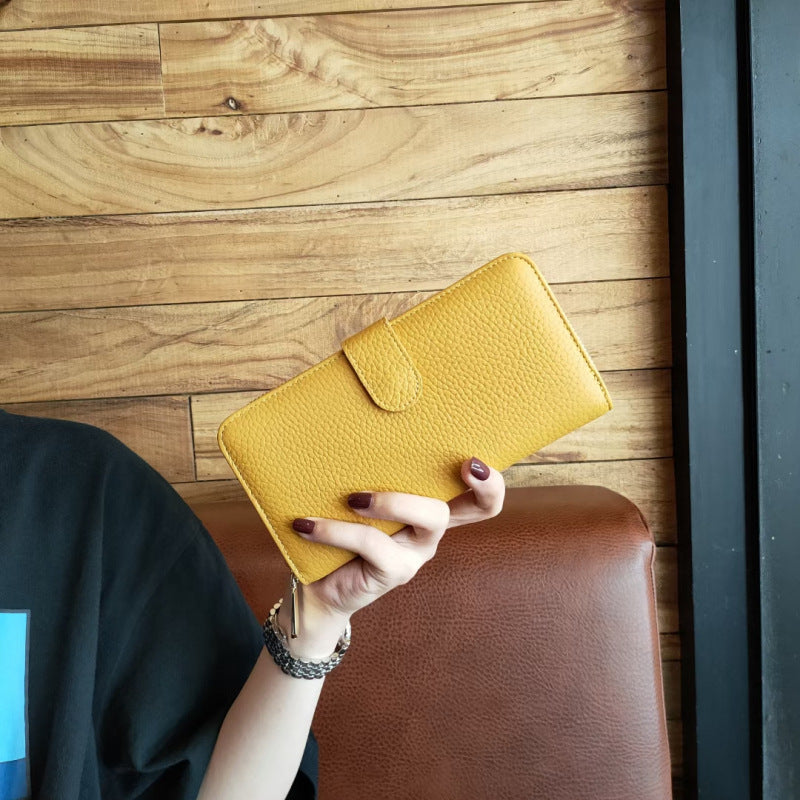 Women's Long Clutch Genuine Leather Fashionable Simple Two-fold Ladies Wallets