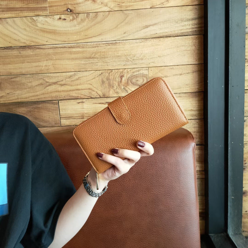 Women's Long Clutch Genuine Leather Fashionable Simple Two-fold Ladies Wallets