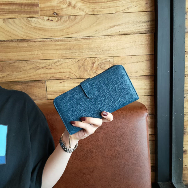 Women's Long Clutch Genuine Leather Fashionable Simple Two-fold Ladies Wallets