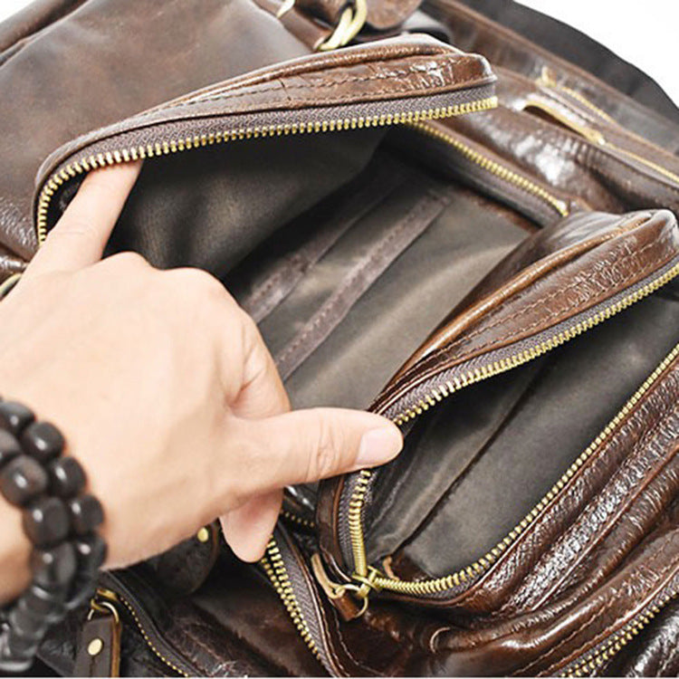 Men's First Layer Imported Leather Fashion Vintage Men's Handbags