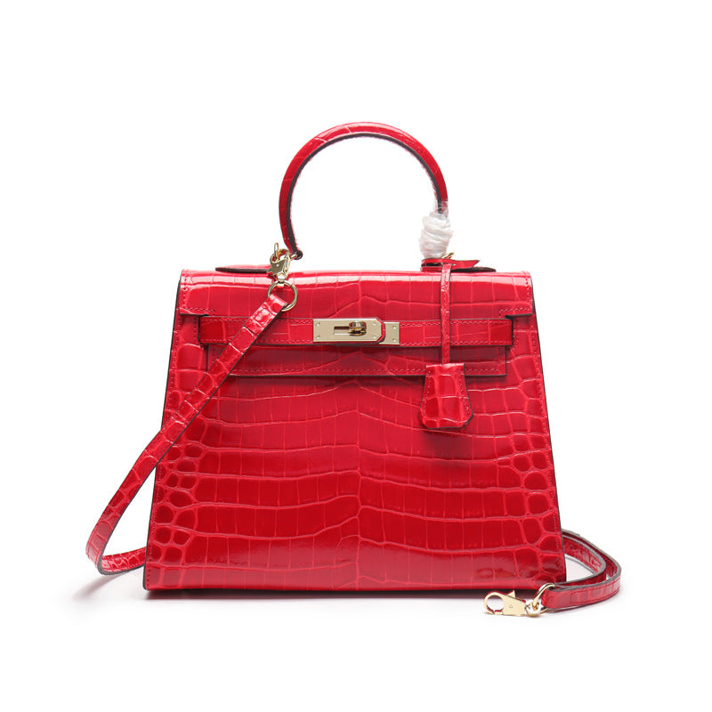 Women's Genuine Leather Fashion Crocodile Pattern Cow Handbags