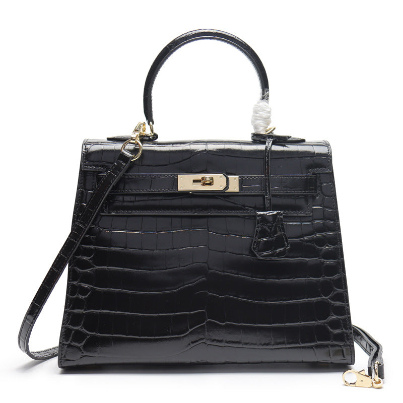 Women's Genuine Leather Fashion Crocodile Pattern Cow Handbags