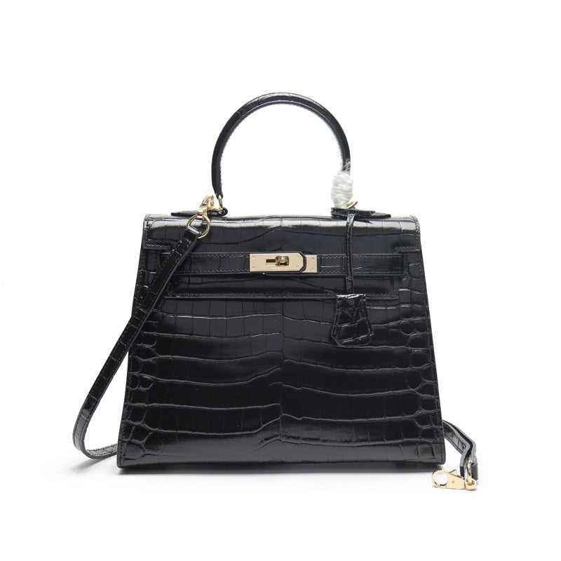 Women's Genuine Leather Fashion Crocodile Pattern Cow Handbags