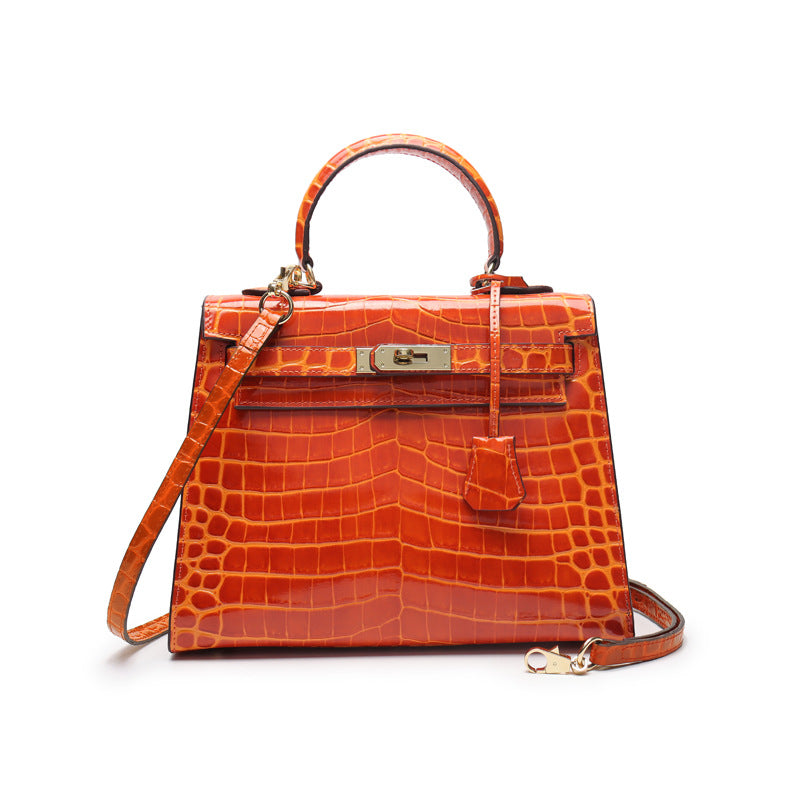 Women's Genuine Leather Fashion Crocodile Pattern Cow Handbags