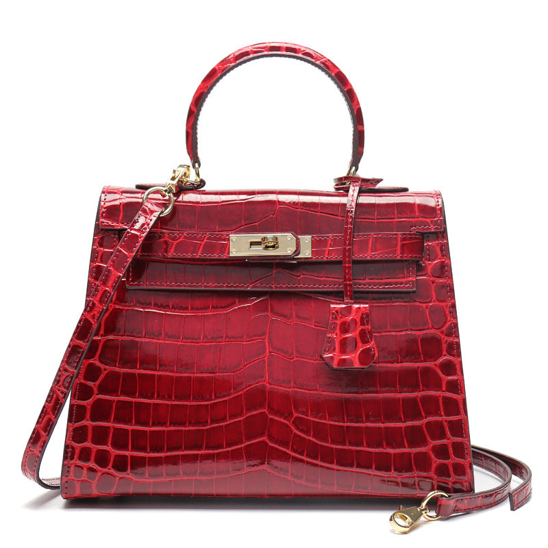 Women's Genuine Leather Fashion Crocodile Pattern Cow Handbags