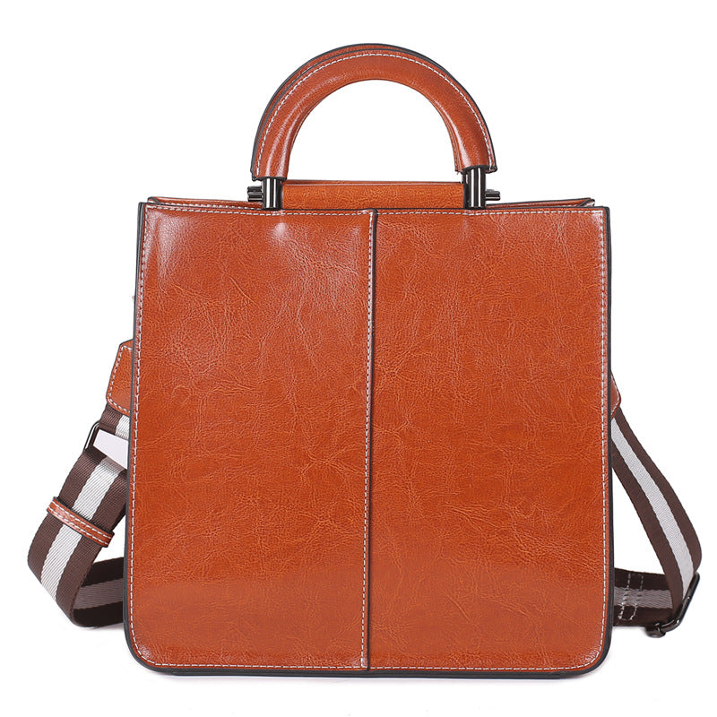 Women's Stitching Leather Fashion Style Cowhide Shoulder Bags