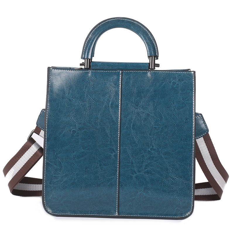 Women's Stitching Leather Fashion Style Cowhide Shoulder Bags