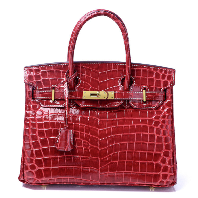 Women's Fashion Crocodile Pattern Genuine Leather Cow Bags