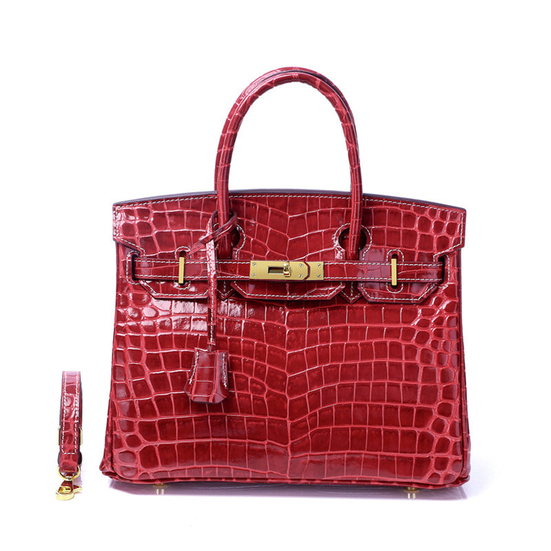 Women's Fashion Crocodile Pattern Genuine Leather Cow Bags
