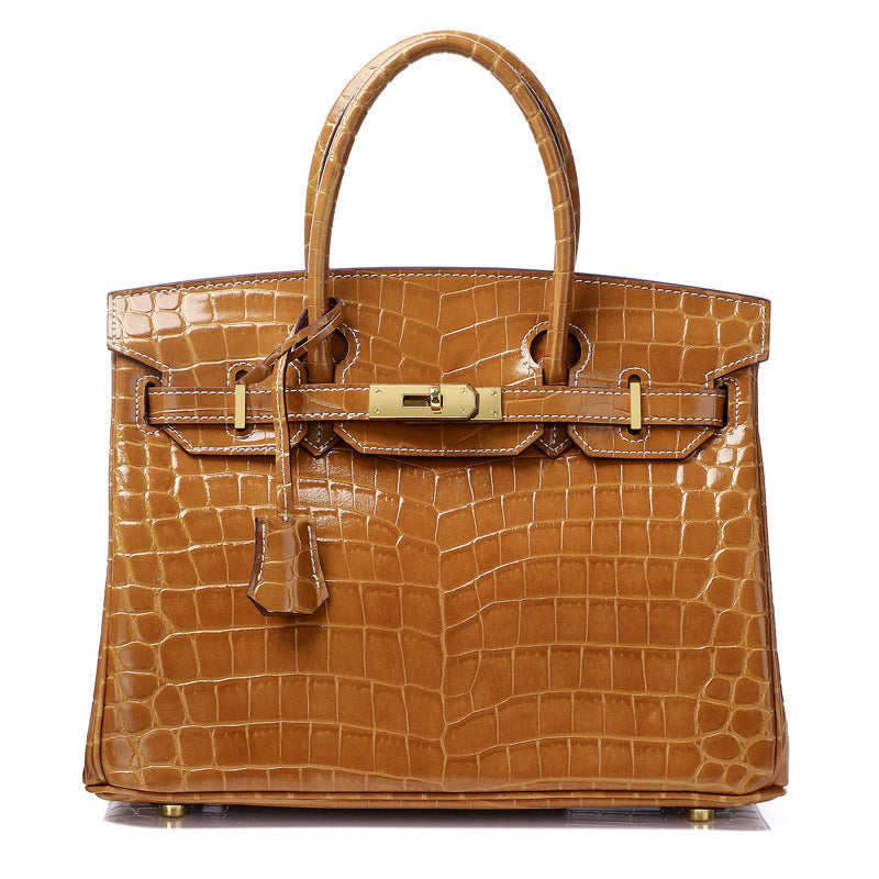 Women's Fashion Crocodile Pattern Genuine Leather Cow Bags