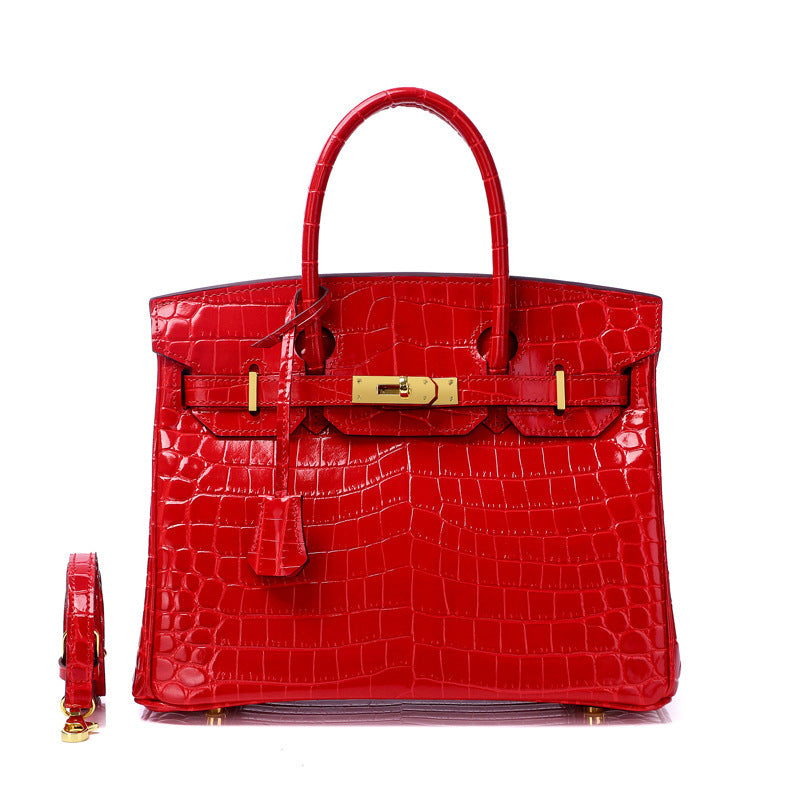 Women's Fashion Crocodile Pattern Genuine Leather Cow Bags