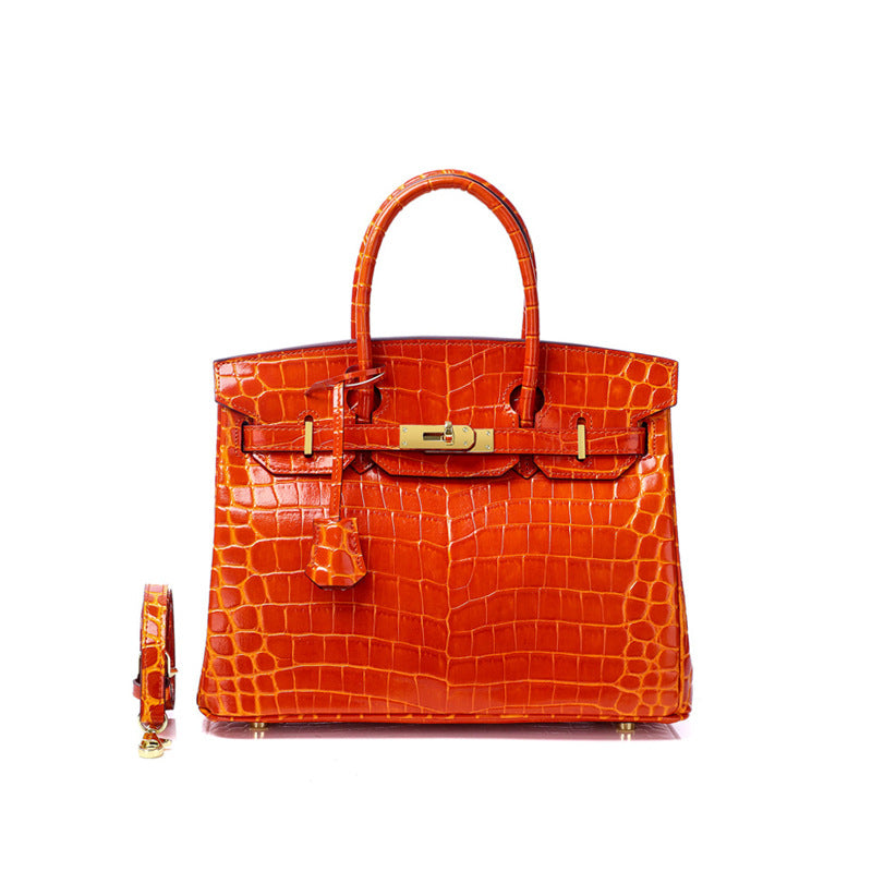 Women's Fashion Crocodile Pattern Genuine Leather Cow Bags