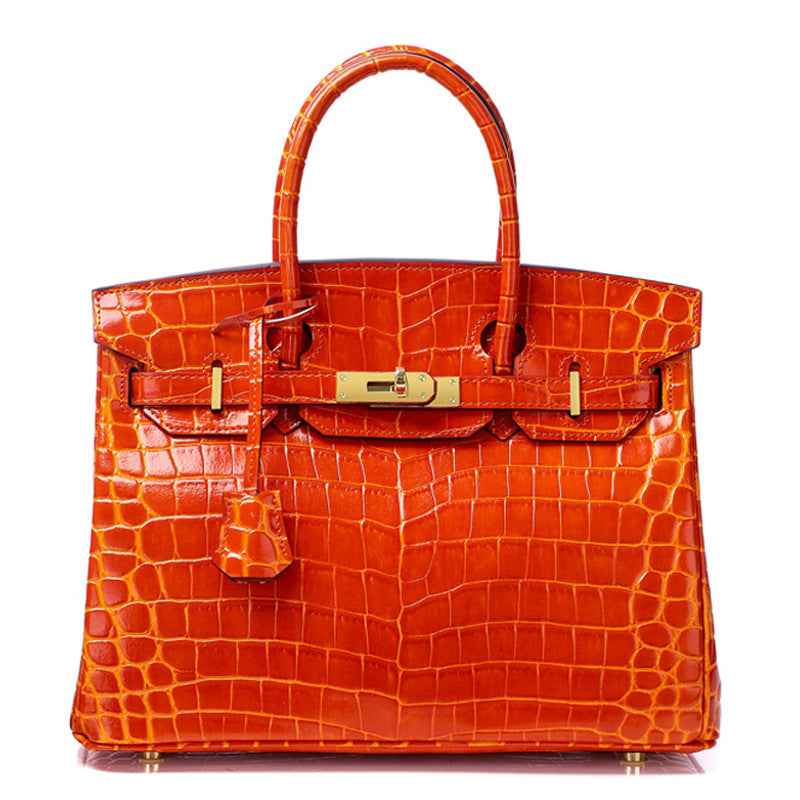 Women's Fashion Crocodile Pattern Genuine Leather Cow Bags