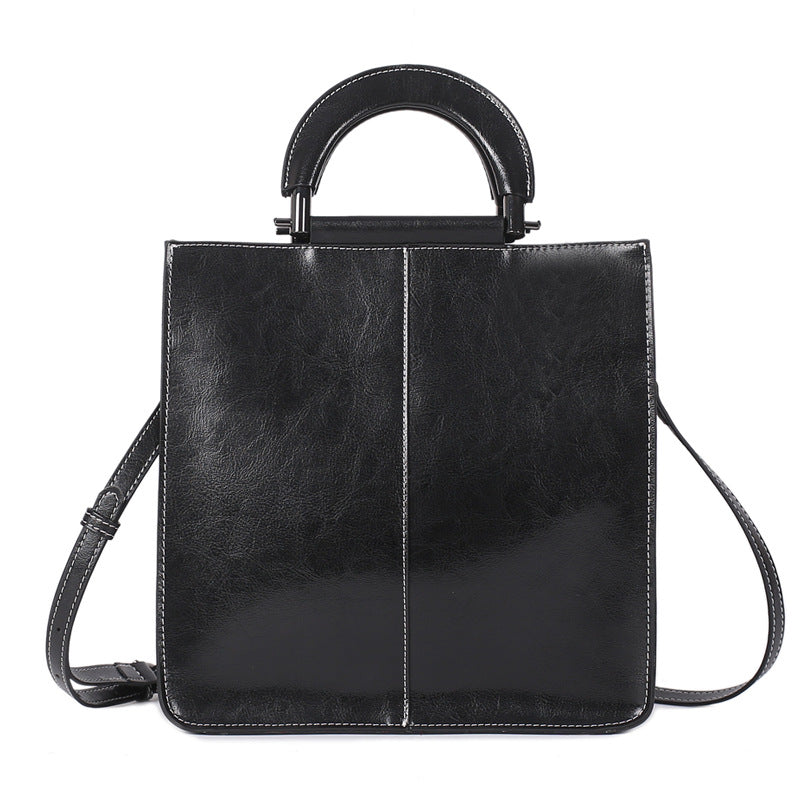 Women's Stitching Leather Fashion Style Cowhide Shoulder Bags