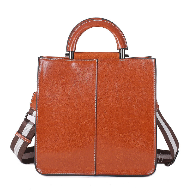 Women's Stitching Leather Fashion Style Cowhide Shoulder Bags
