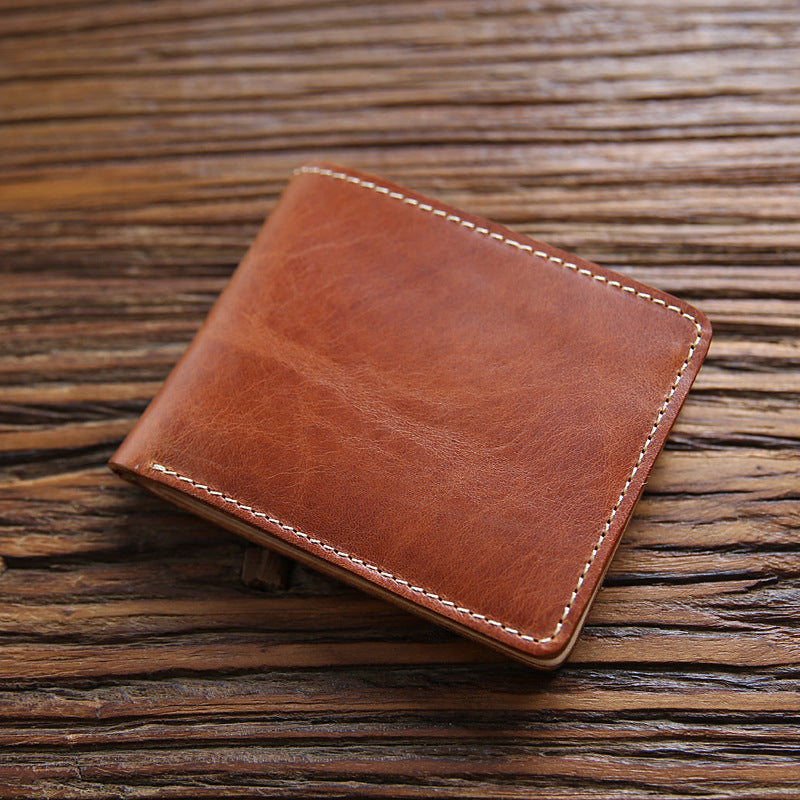 Men's Vegetable Tanned Leather Short First Layer Men's Wallets