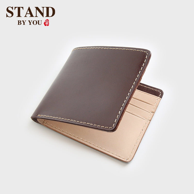 Men's Vegetable Tanned Leather Short First Layer Men's Wallets