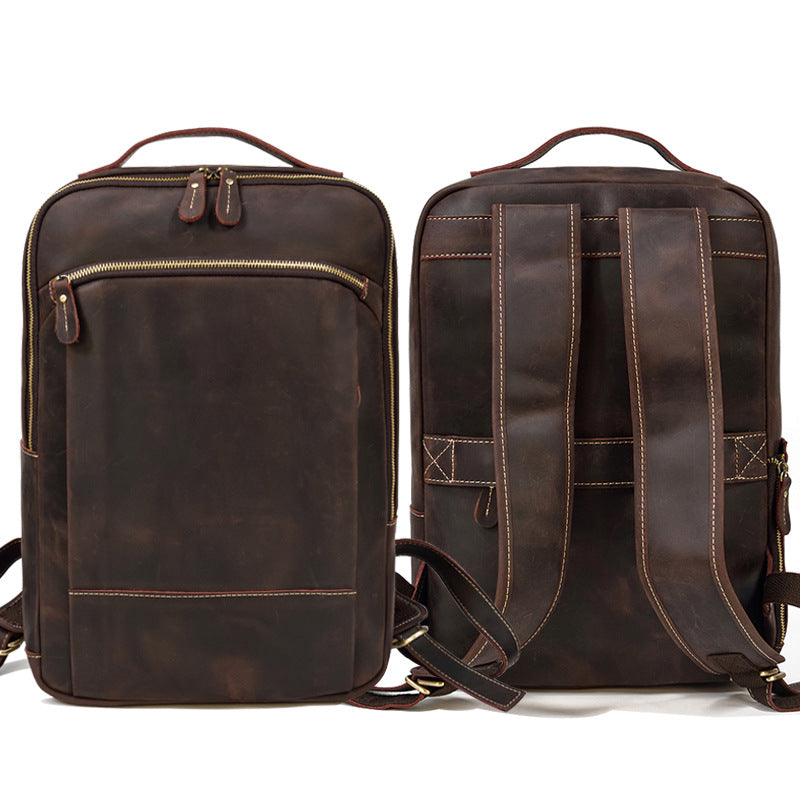 Men's Genuine Leather Commuter Computer Black First Backpacks