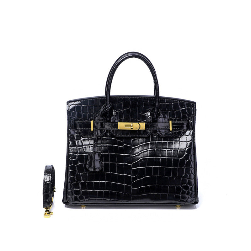 Women's Fashion Crocodile Pattern Genuine Leather Cow Bags
