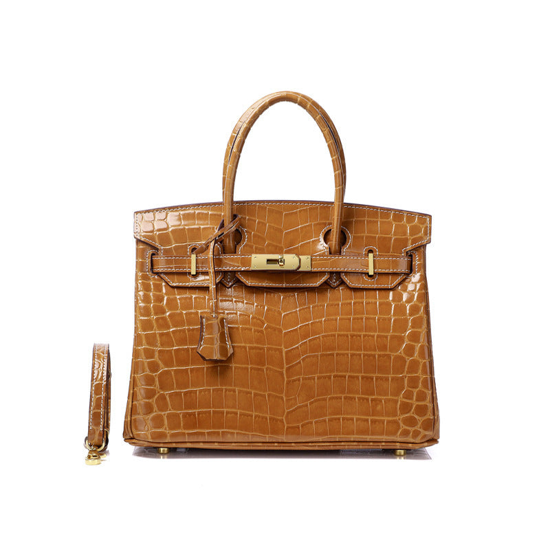 Women's Fashion Crocodile Pattern Genuine Leather Cow Bags