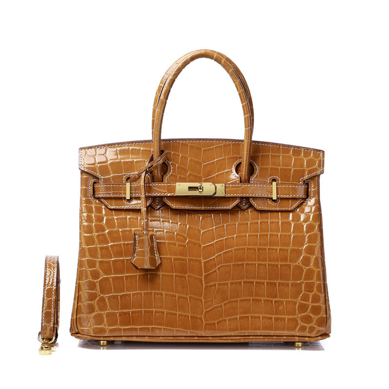 Women's Fashion Crocodile Pattern Genuine Leather Cow Bags