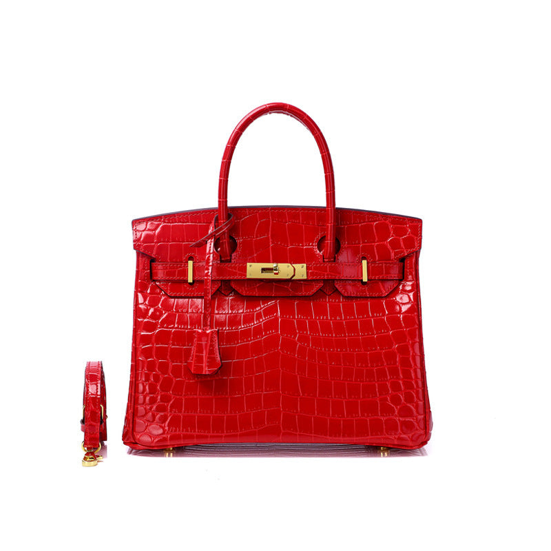 Women's Fashion Crocodile Pattern Genuine Leather Cow Bags