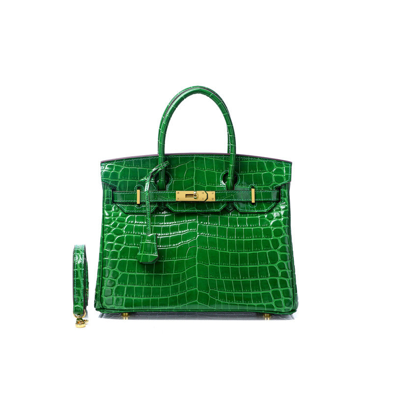 Women's Fashion Crocodile Pattern Genuine Leather Cow Bags